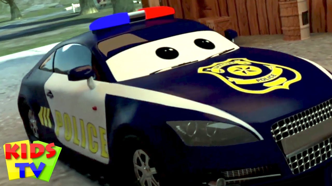 Carro de Pol&iacute;cia e Caminh&atilde;o de Reboque V&iacute;deo Animado para Crian&ccedil;as