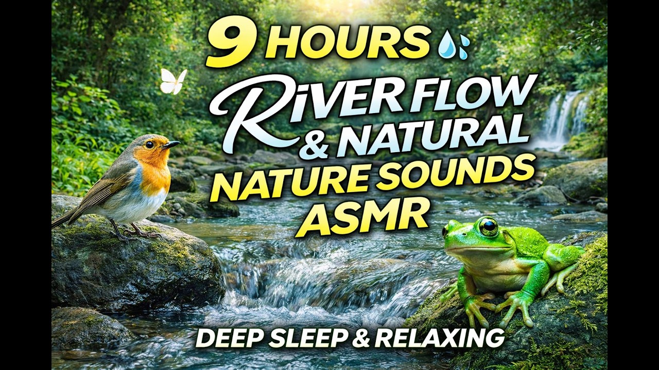 9 HOURS River Flow & Natural Nature Sounds 🌊 Deep Sleep & Relaxing ASMR (No Talking)