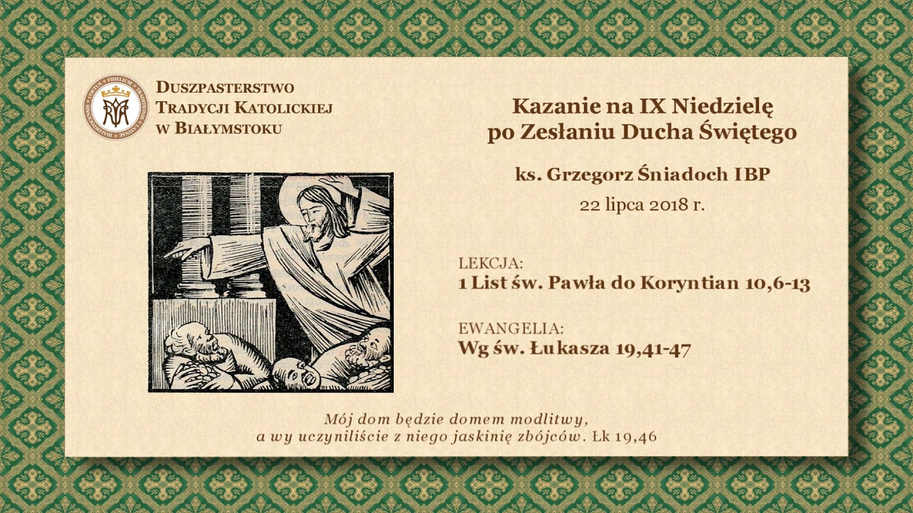 PIĘĆ RODZAJÓW GRZECHÓW – ks. Grzegorz Śniadoch IBP – 22 lipca 2018 r.