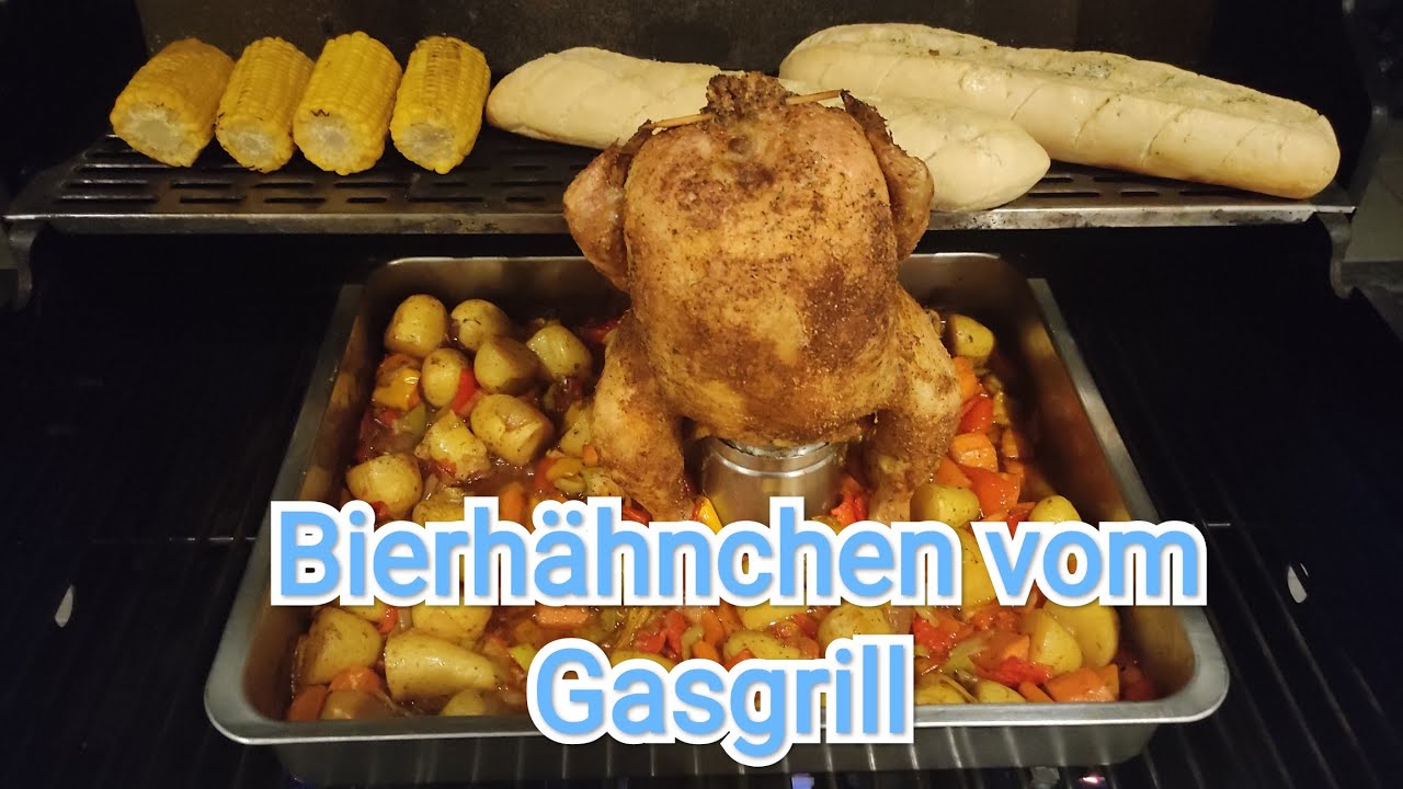 Bierhähnchen vom Gasgrill mit Beilagen, das perfekte Partyessen! Eure Gäste werden es lieben.