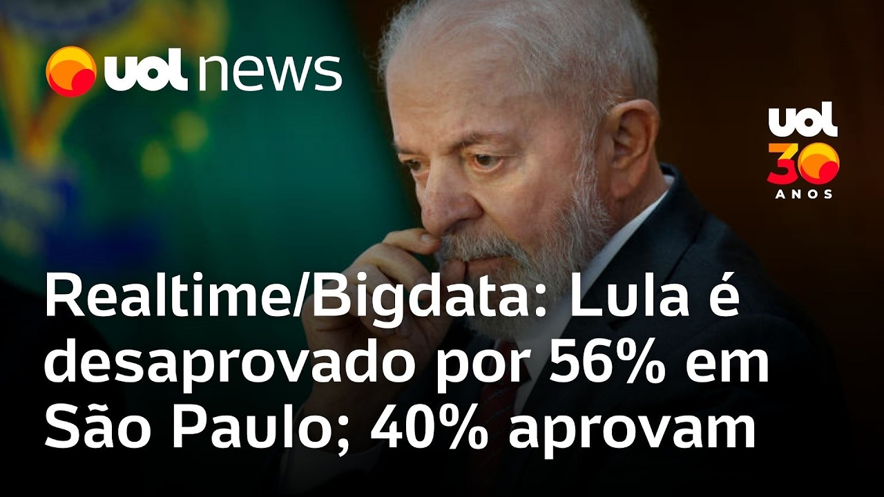 Governo Lula é desaprovado por 56% em São Paulo; 48% aprovam, diz pesquisa Realtime/Bigdata