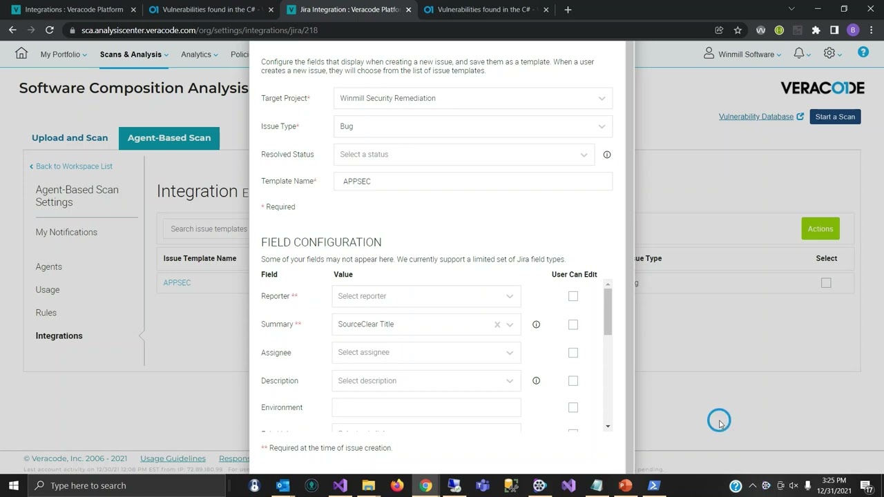 Using the Veracode JIRA Integration to Create a JIRA Ticket