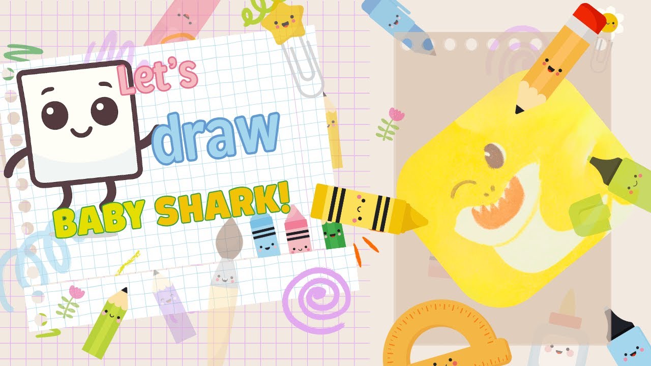 ✏️ Let’s Draw Baby Shark 📄 | Easy Drawing for young artists| Doodle Kids