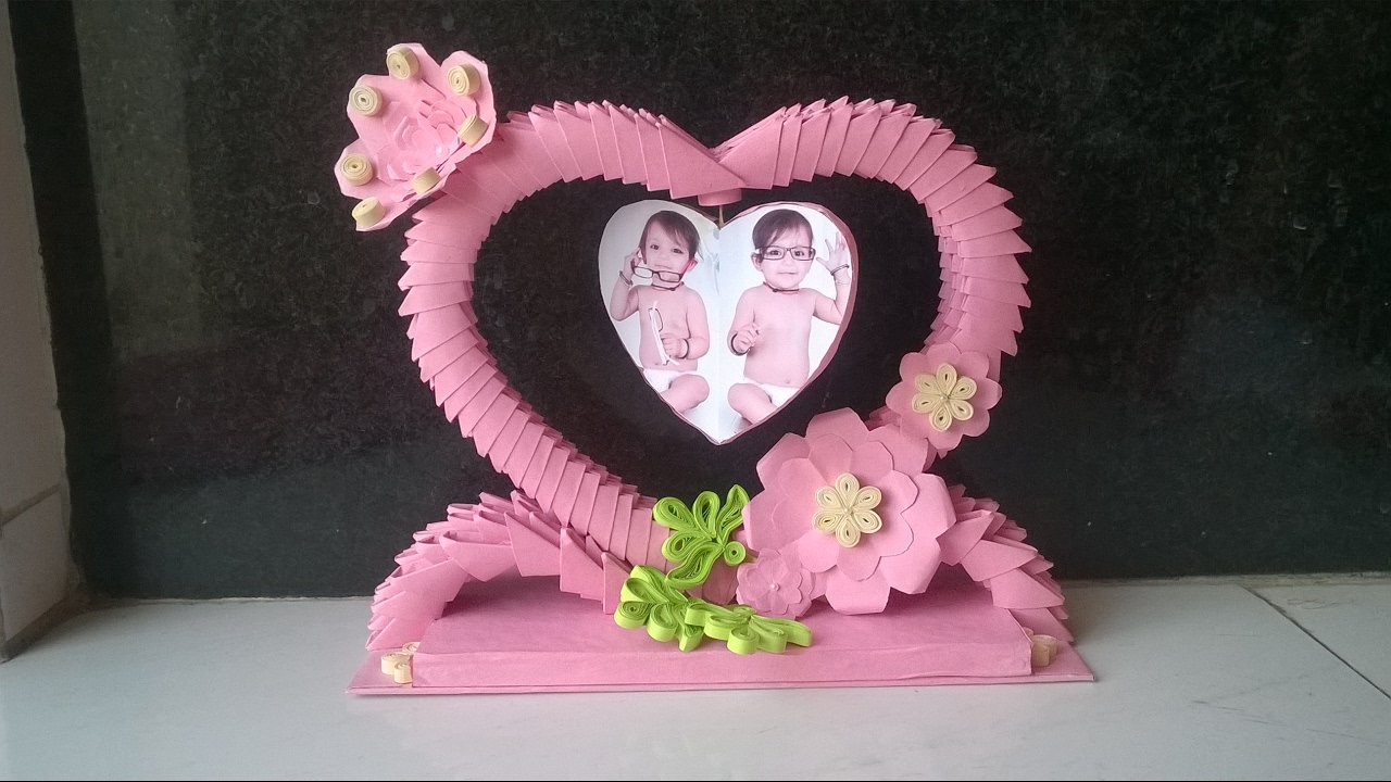 3d origami showpiece || how to make photo frame using paper