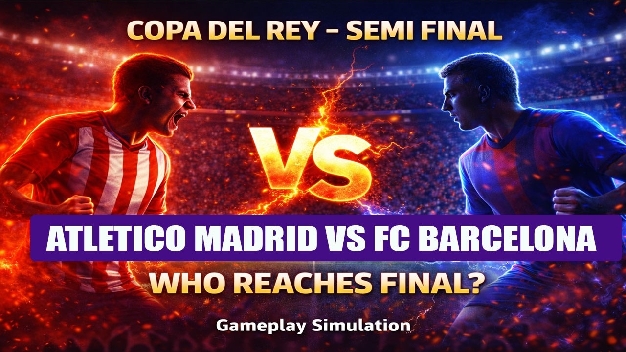 Copa Del Rey Semi Final 🔥 Atletico Madrid vs Barcelona | CLUCH PLAZER | Gameplay SimulatioN