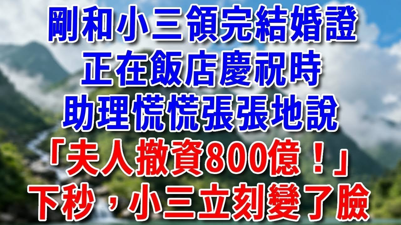 剛和小三領完結婚證，正在飯店慶祝時，助理慌慌張張地說：「夫人撤資800億！」下秒，小三立刻變了臉#好運年年#為人處世#生活經驗#情感故事#養老#睡前故事
