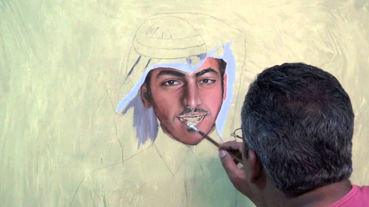 Painting Portrait in oil - Aziz portrait | تعليم رسم بورتريه بالزيت