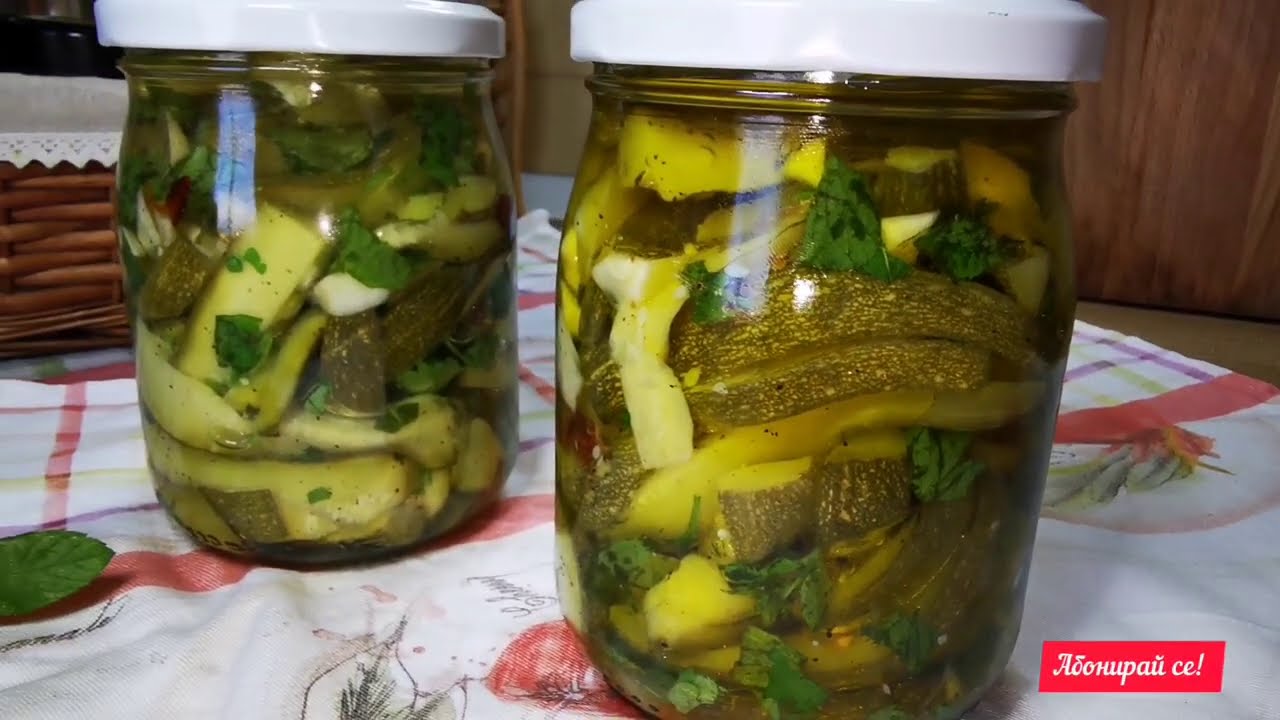 Консервиране на тиквички. Мариновани тиквички в олио.