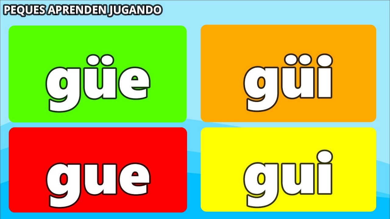 Sílabas GÜE, GÜI para niños  La diéresis  Video de Peques Aprenden Jugando