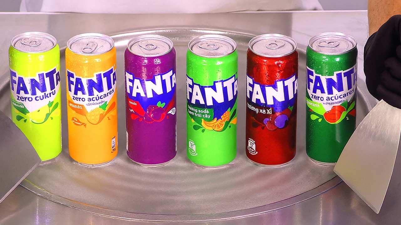 Satisfying Rainbow Fanta - Ice Cream Rolls | ASMR