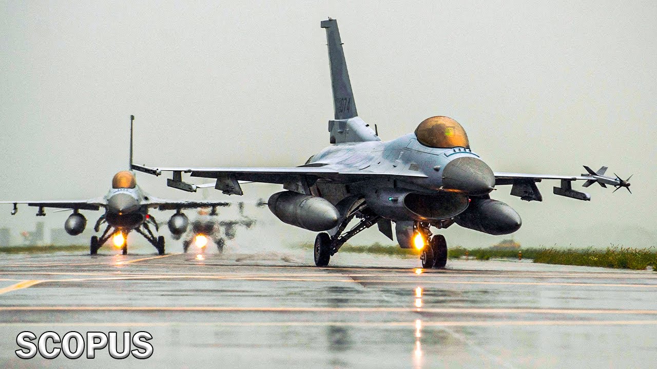 Korean tension: KF-16 Fighting Falcons take off and land at Kunsan Air Base
