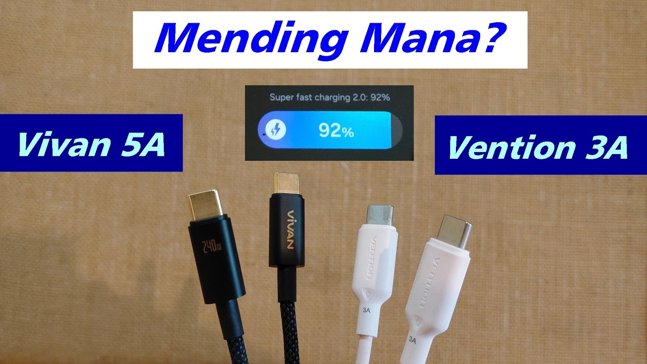 Uji Compare Kabel PD Vivan 240w 5A VS Vention 60W 3A Ke Ponsel Samsung A36 Super Fast Charge 2 0 45W