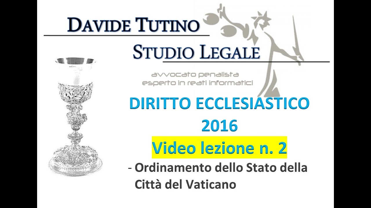 Diritto Ecclesiastico - Video lezione n.2 : Ordinamento dello Stato Vaticano