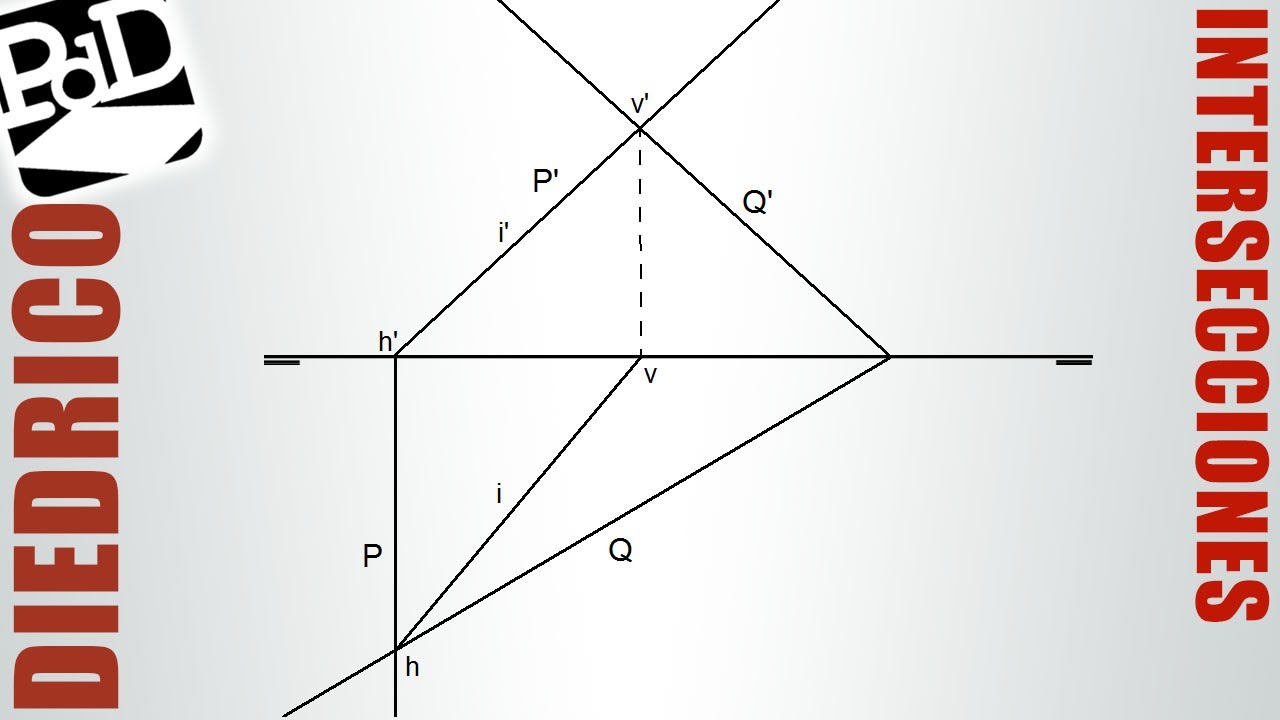 Intersección entre planos proyectantes y planos oblicuos en Sistema Diédrico.