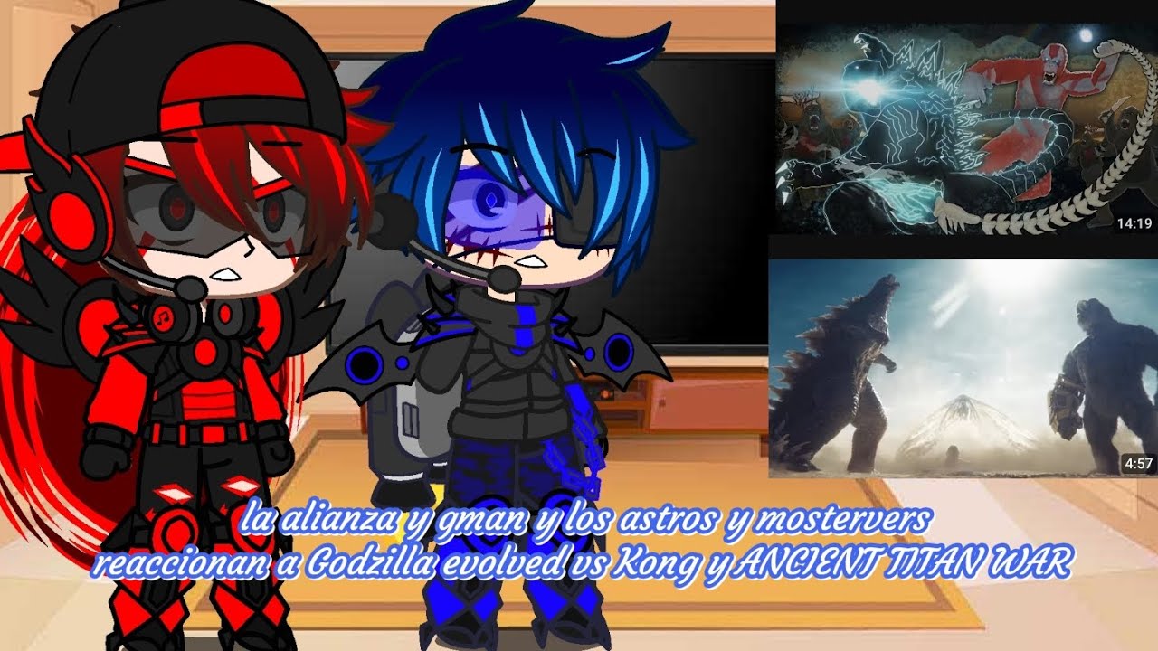 La alianza y gman y los astros y mostervers reaccionan a Godzilla evolved vs Kong, ancient titan war
