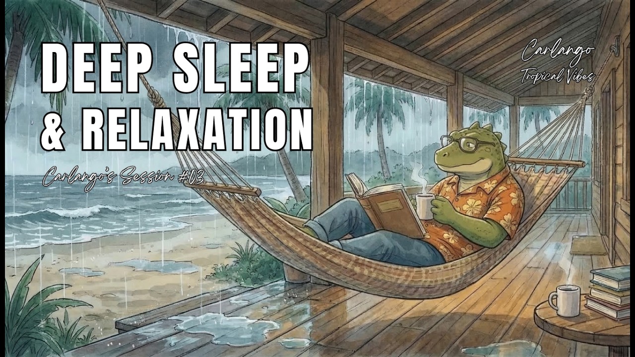 Rainy Island Comfort ⛈️ Deep Sleep & Relaxation Lofi Mix [60 BPM] - Tropical Rain & Soft Piano