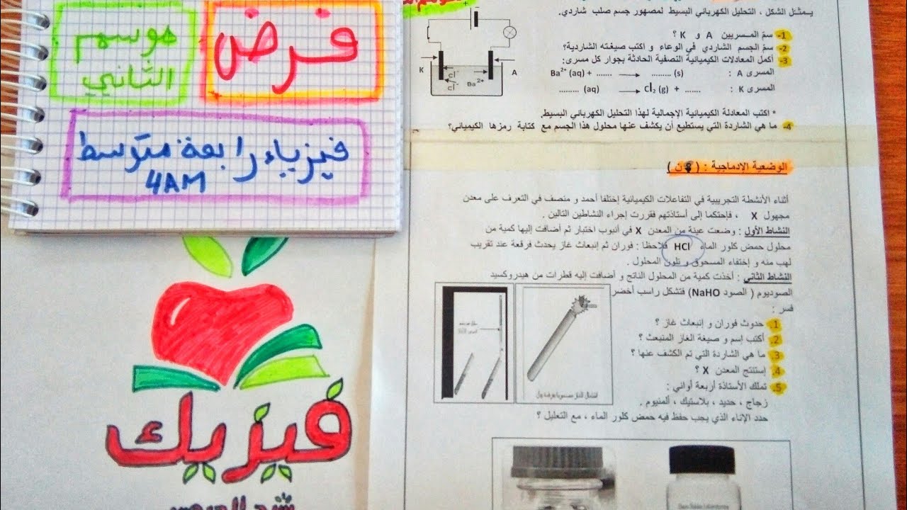 فرض فيزياء 4 متوسط فصل الثاني - 2022 (المادة و تحولاتها)