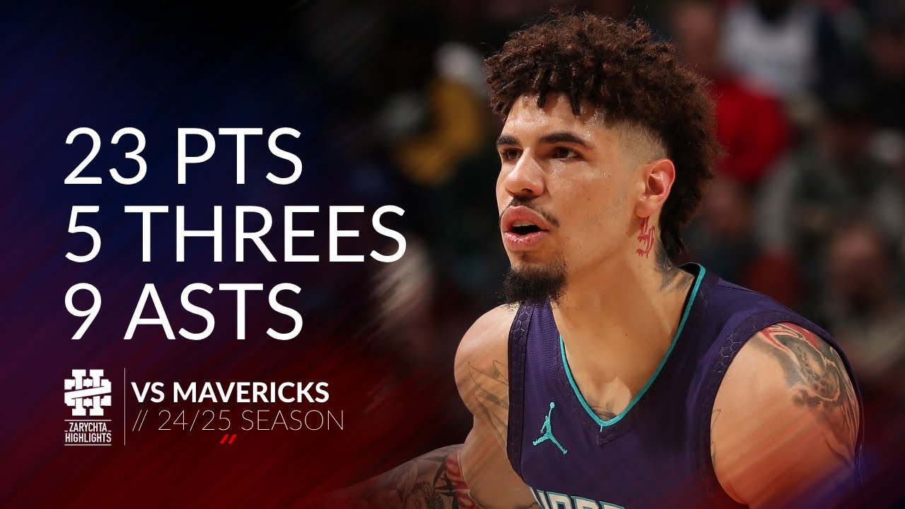 LaMelo Ball 23 pts 5 threes 9 asts vs Mavericks 24/25 season