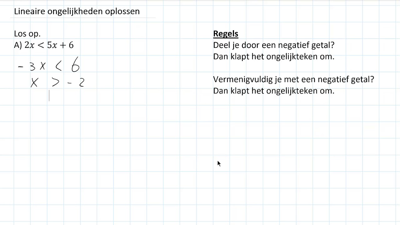 Ongelijkheden - Lineaire ongelijkheden oplossen (3 HAVO)