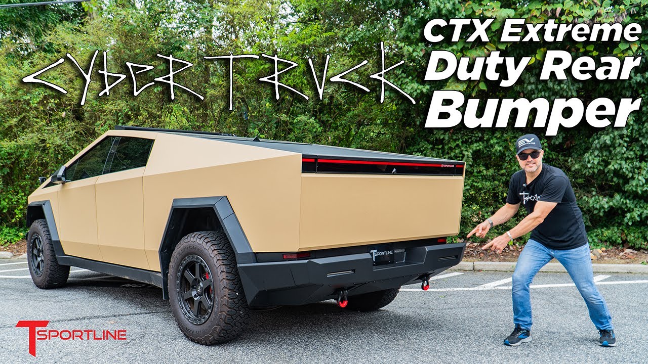 Tesla Cybertruck Upgraded with CTX Extreme Duty Rear Bumper with Tow Hooks and High Lift Jack Points