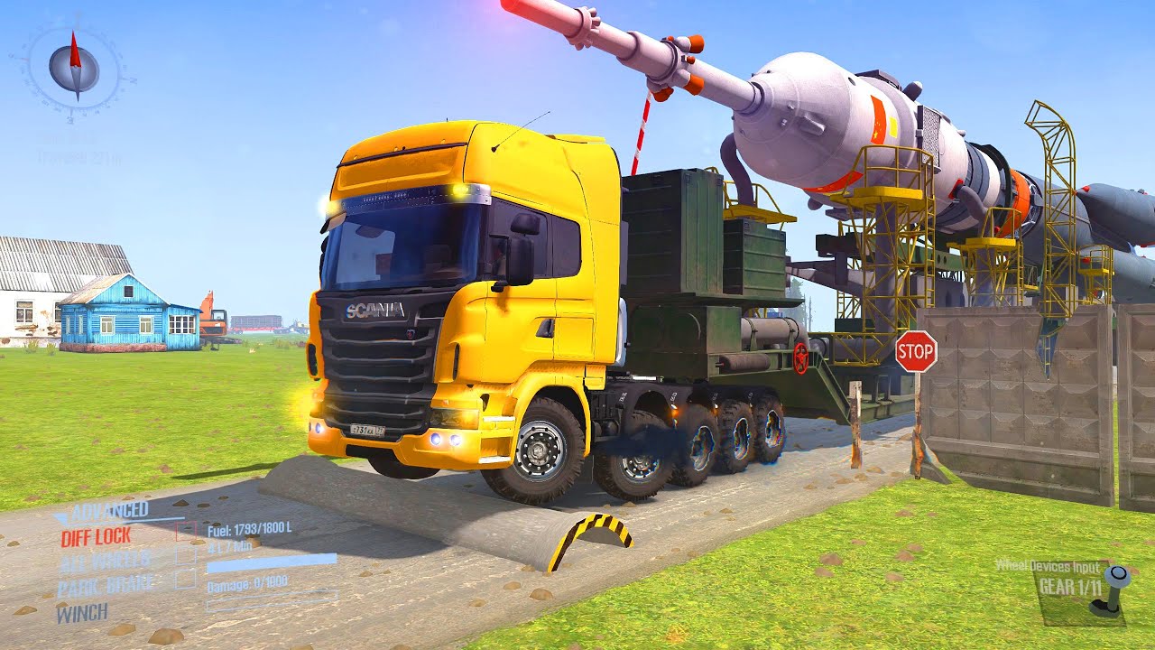 Spintires Mudrunner with Speed Bumps | Truck vs Extreme Broken Road | Driver Skills Gameplay P106