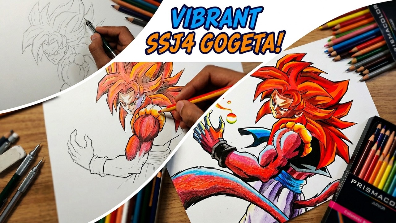 ♦️Быстрый рисунок Гогеты в форме Супер Сайяна 4 | Dragon Ball