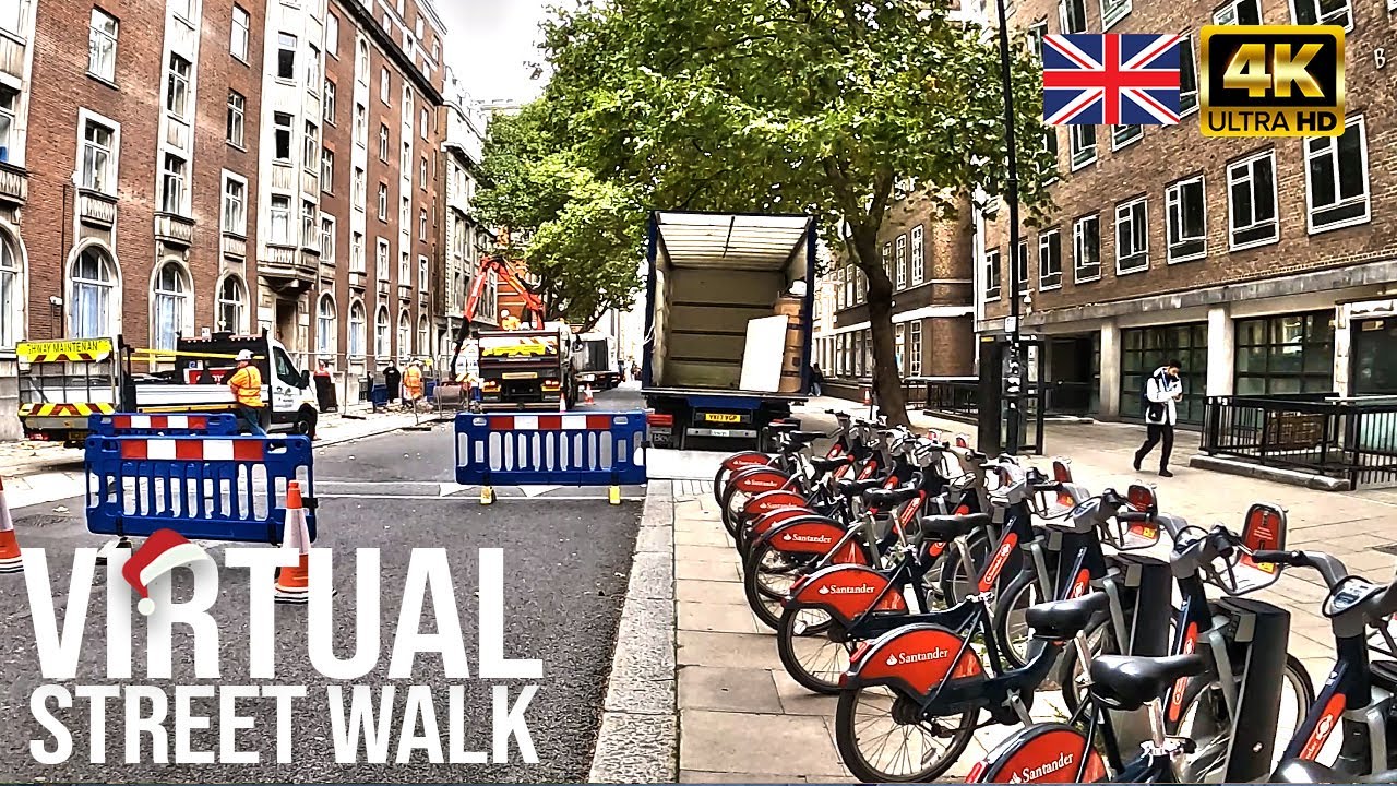 London Street Walk to Gower Street, Gordon Street, Keppel Street Walking Virtual Central London 4K