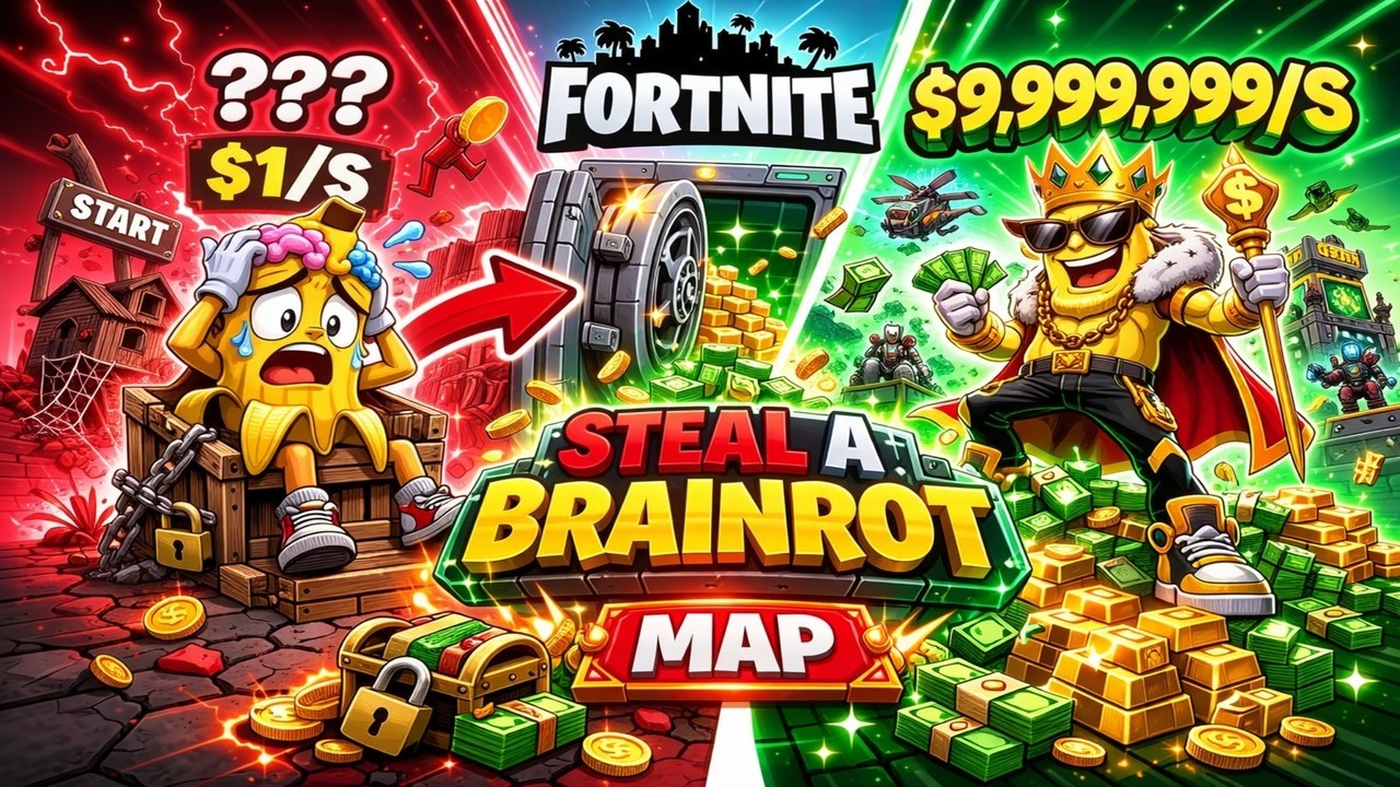 دخلت ماب STEAL A BRAINROT في فورت نايت و ندمت…
