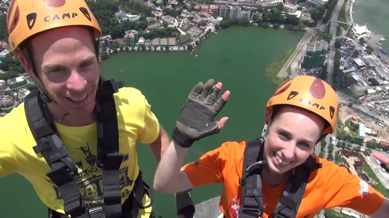 Jess and Chad Macau Tower Climb