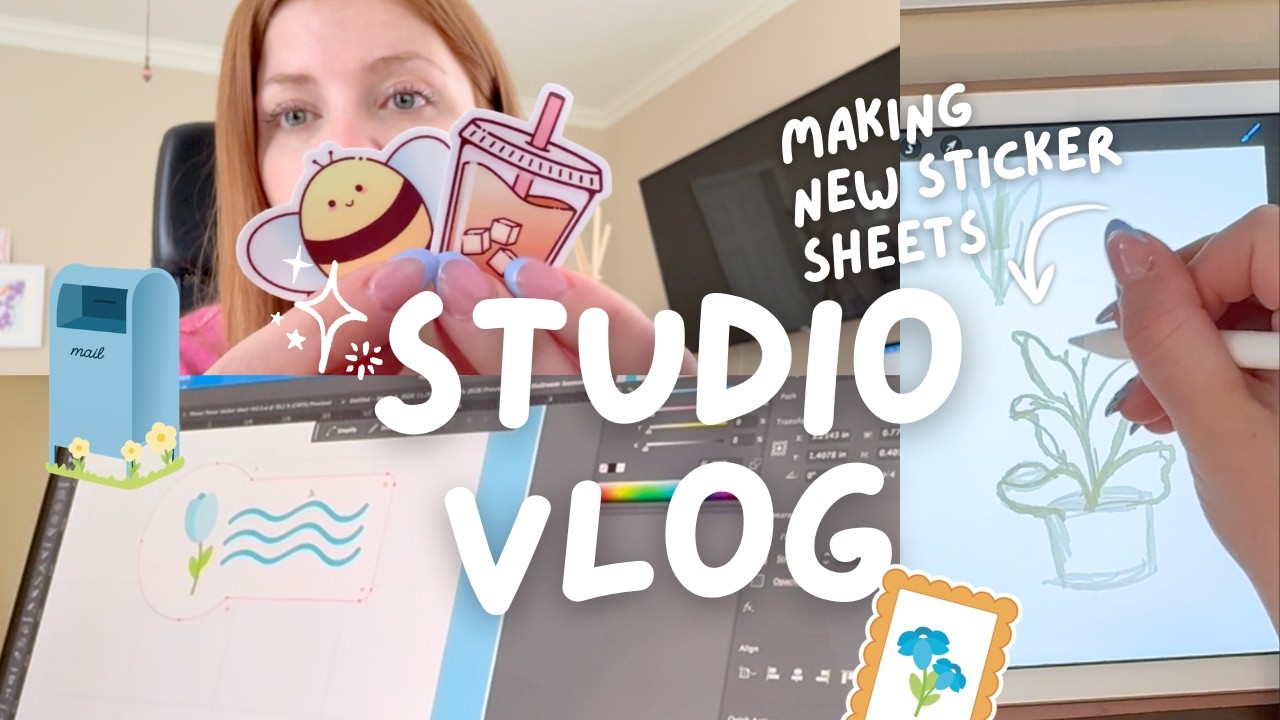 Productive ✨ Studio Vlog | Creating sticker sheets and chatting!