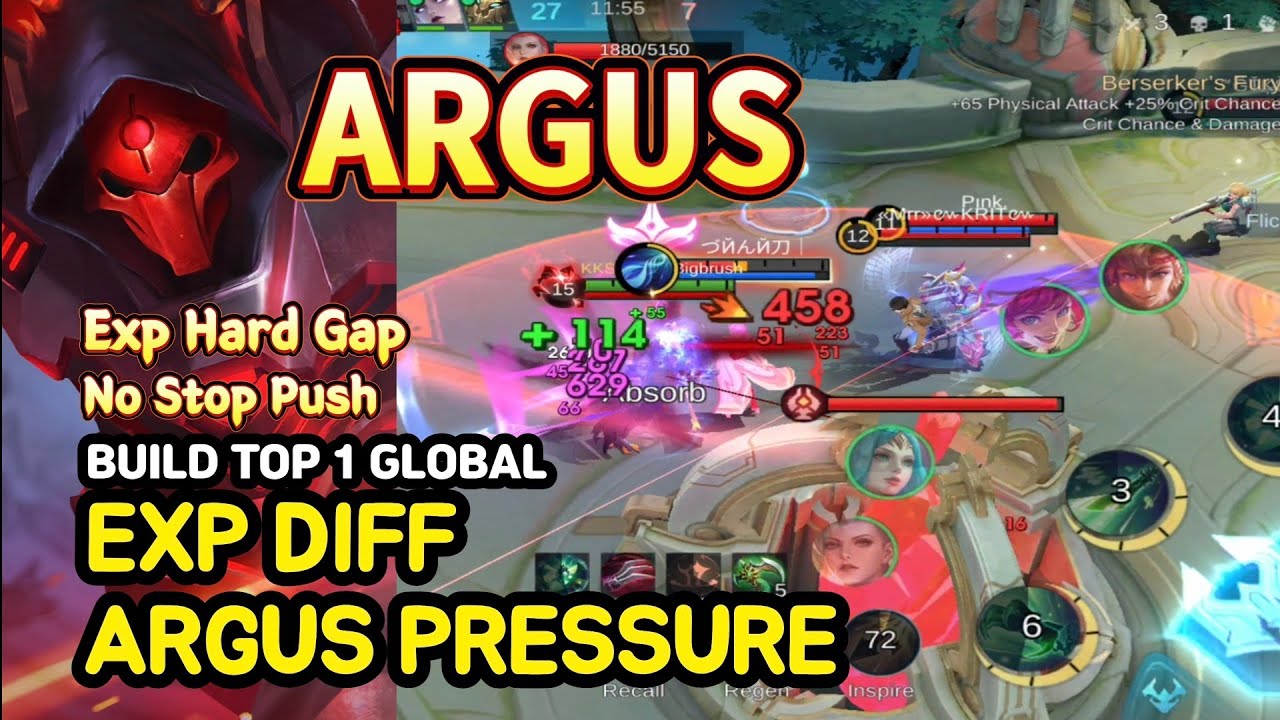 Argus (Mythical Glory): EXP Hard Gap No Stop Push | EXP Diff Pressure | BUILD TOP1 GLOBAL | MLBB