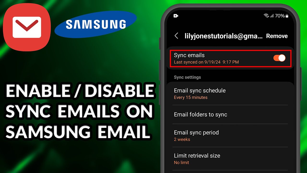 How To Enable/Disable Sync Emails On Samsung Email
