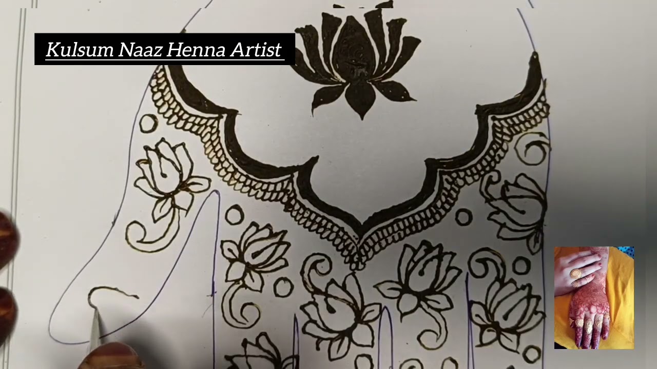 Beautiful Lotus Unique Mehndi Design tutorial || Step By Step|| Kulsum Naaz Henna Artist 