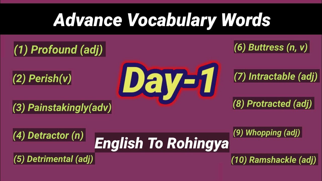 Rohingya Advance vocabulary words(Day-1)// English to Rohingya vocabulary words(Part.1)