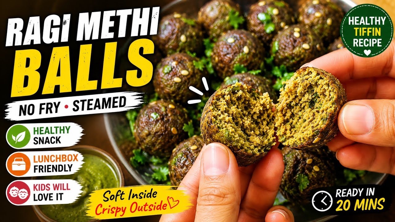 Healthy Evening Snack Recipe | No Fry Multigrain Ragi Balls | High Protein Lunch Box Idea