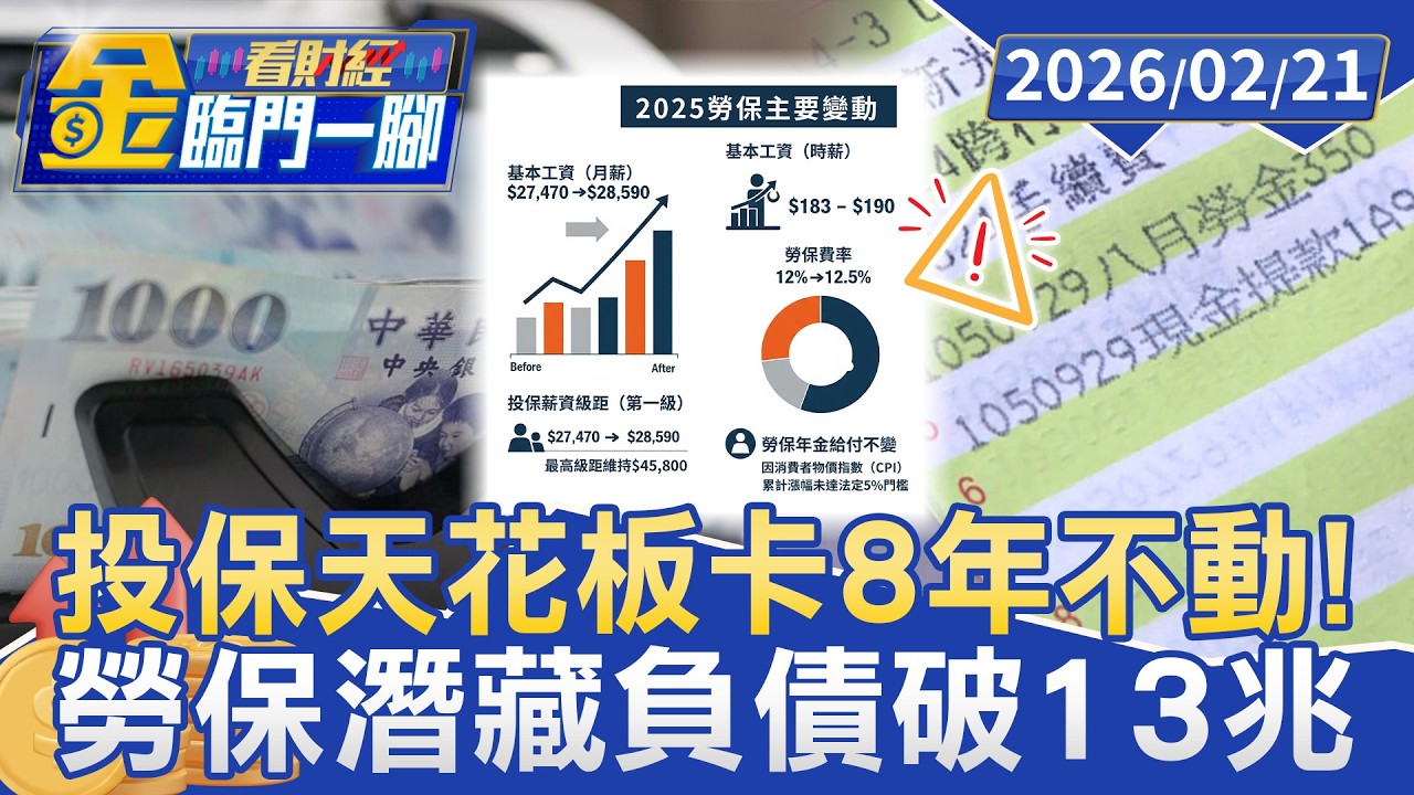 投保天花板卡8年不動！ 勞保潛藏負債破13兆 調整陷兩難【#金臨門一腳 看財經】20260221 #金臨天下 #勞保 #負債 #13兆