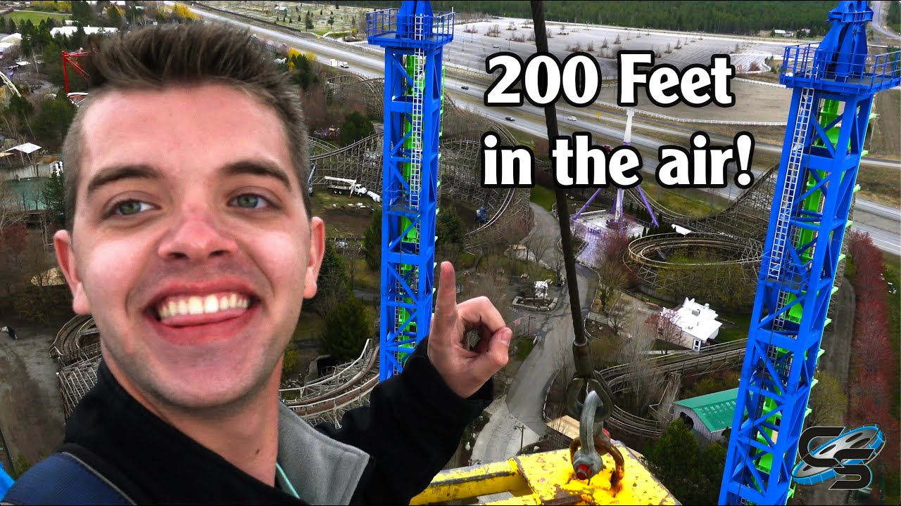 Dangling Over a Roller Coaster from a Crane! Looking Down on Aftershock at Silverwood