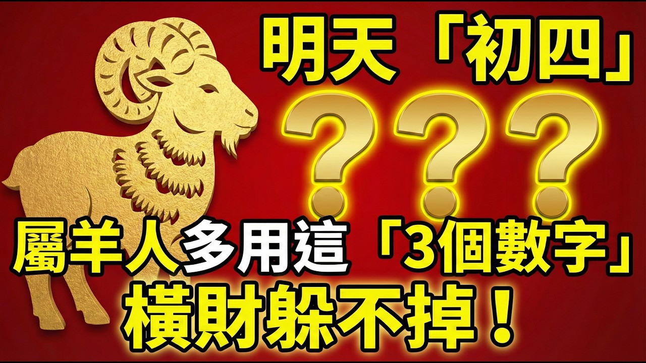 屬羊『招財天機』：明天20號，大年初四「接神日」，多用這『3個數字』，鎖定全年財氣！讓你財源滾滾來！#屬羊2026運勢 #大年初四 #接神日 #招財數字 #幸運數字 #財運 #2026生肖羊運勢