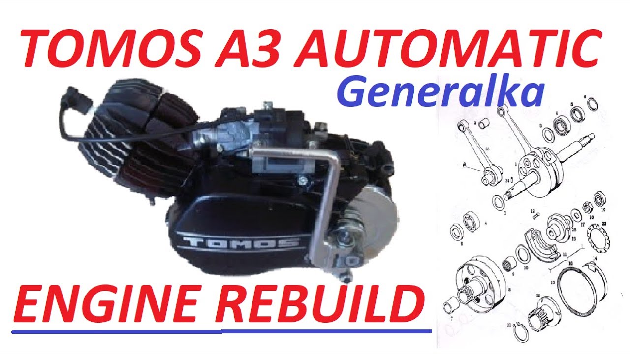 TOMOS 50cc A3 GENERALKA AVTOMATIK AUTOMATIK MOTOR AUTOMATIC, moped engine rebuild, overhaul
