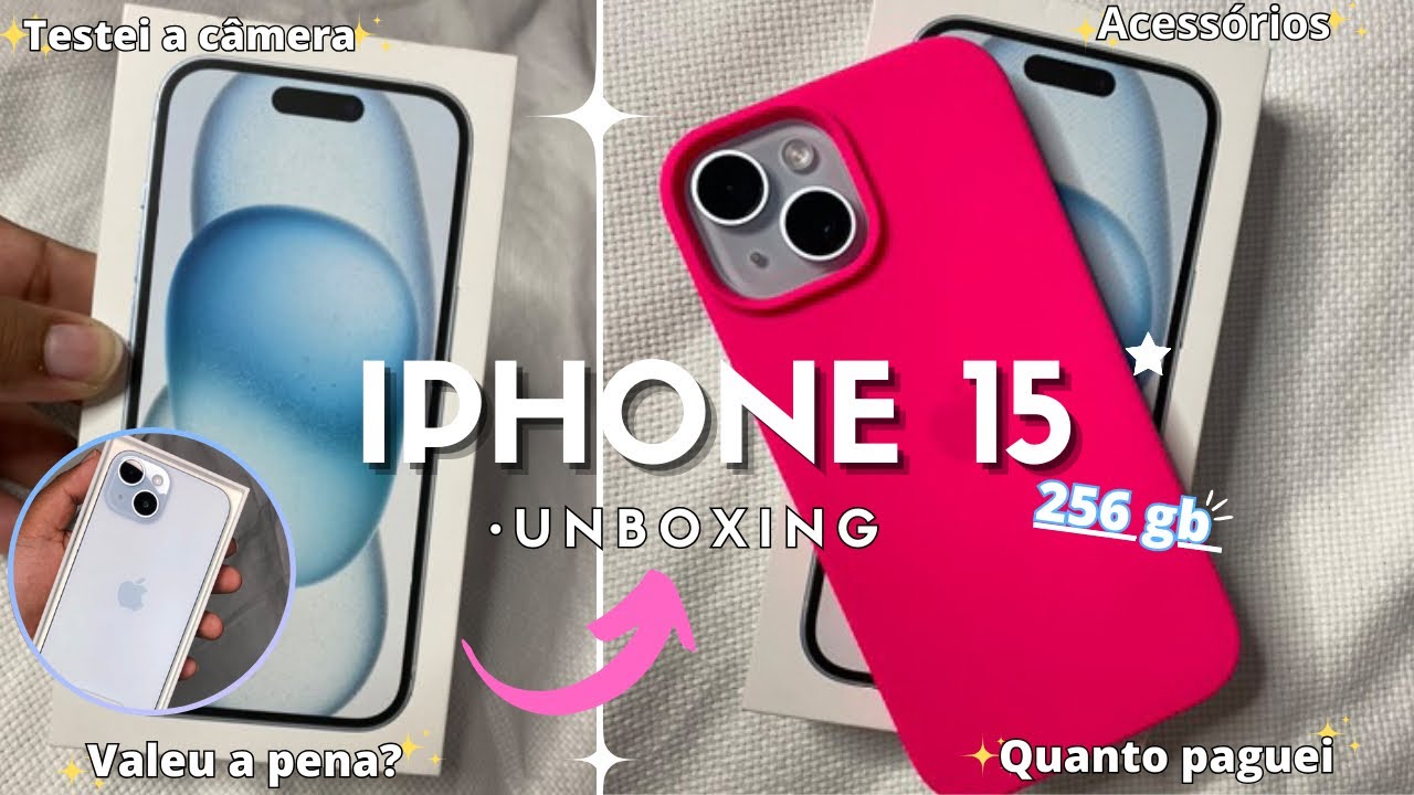 MEU CELULAR NOVO 📲🦋🩵| IPHONE 15 256gb | azul | teste de câmera | acessórios | 2024 | #iphone15