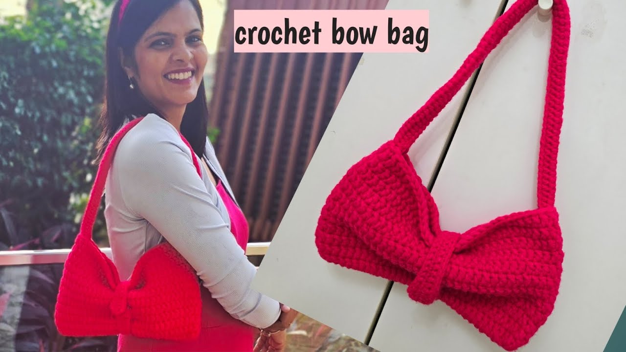 How to crochet bow bag | Begginer friendly tutorial | viral Crochet bow bag tutorial | crochet bag🎀