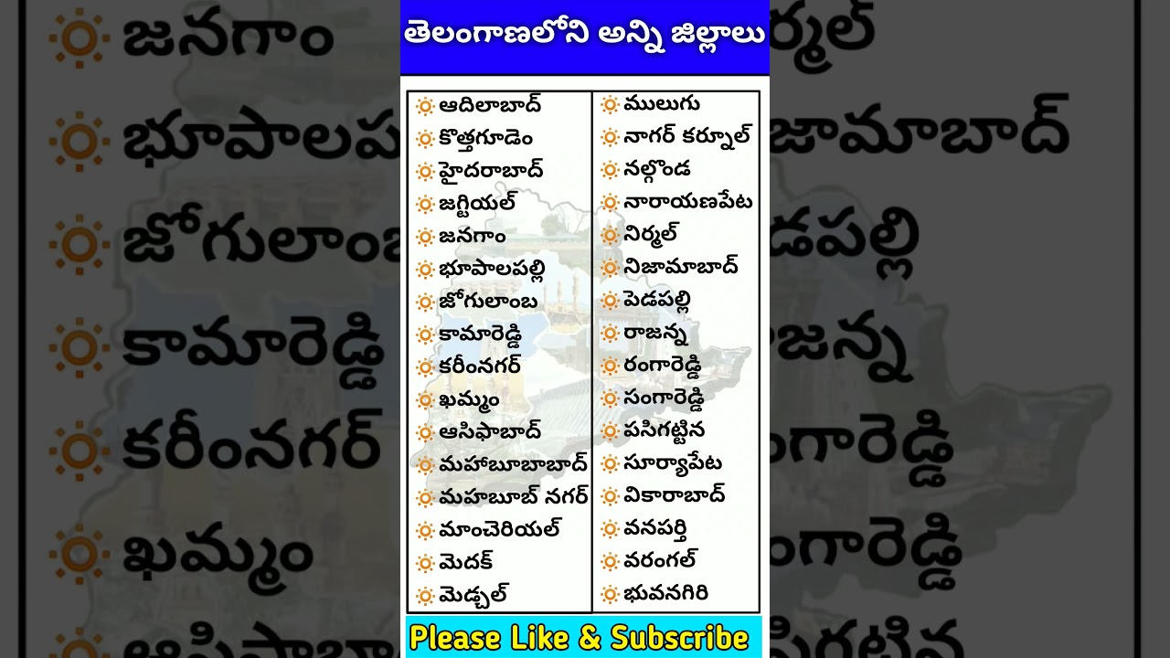 🔥All Districts Name of Telangana|| #shorts