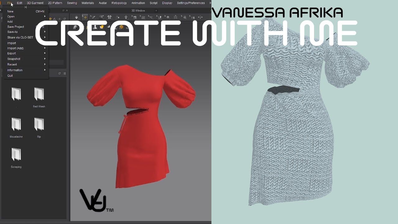 Marvelous Designer Creation Cutsie wootsie Side Split Dress