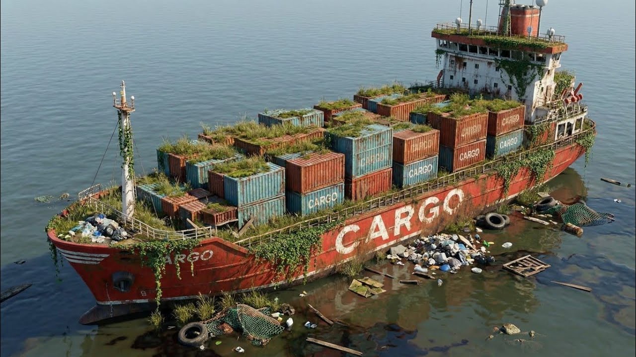 Abandoned Cargo Ship Reborn 😱 Industrial Blue Container Ship Transformation
