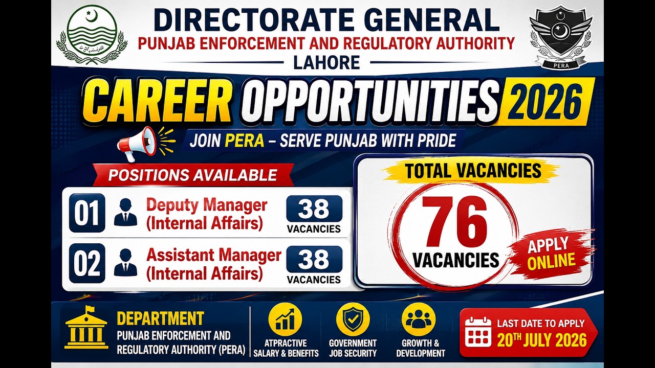 PERA Punjab Jobs 2026 | 76 Vacancies | Deputy Manager & Assistant Manager Jobs | Apply Online
