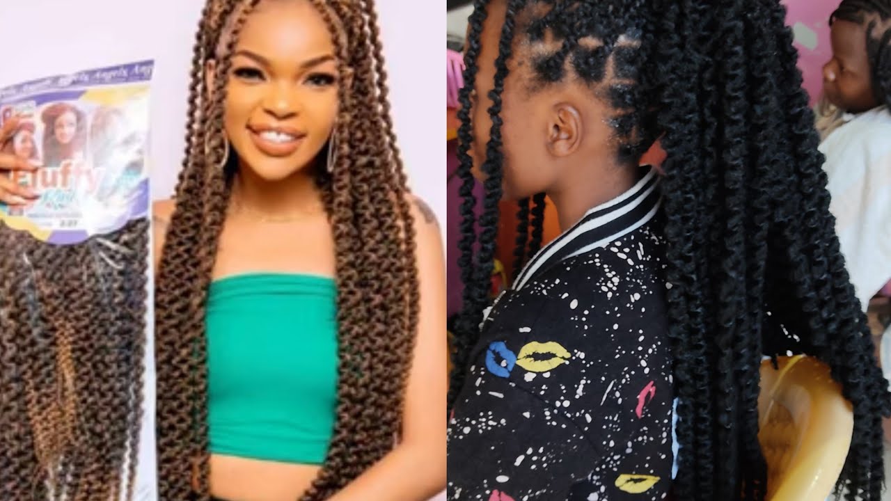How to braid long  fluffy kinky (without twisting and crocheting) using a thread #fluffykinky #viral