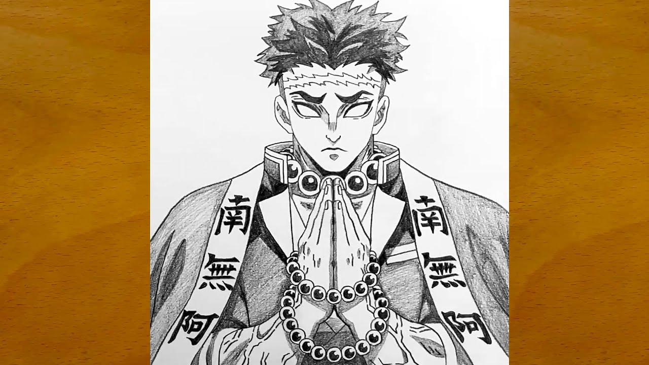 How to Draw Gyomei Himejima Step by Step || Demon Slayer Drawing || Easy Anime Sketch