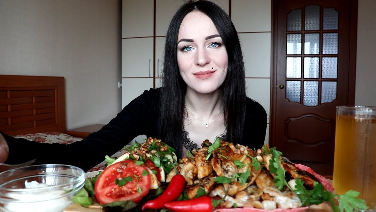 MUKBANG+рецепт | Курочка, капрезе, овощи гриль | Chicken, caprese, grilled vegetables не ASMR