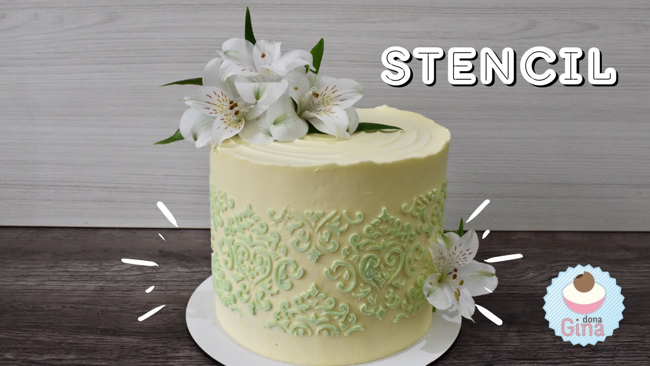BOLO STENCIL - Aprenda a técnica para DECORAR bolo em BUTTERCREAM com STENCIL - Muito ELEGANTE!