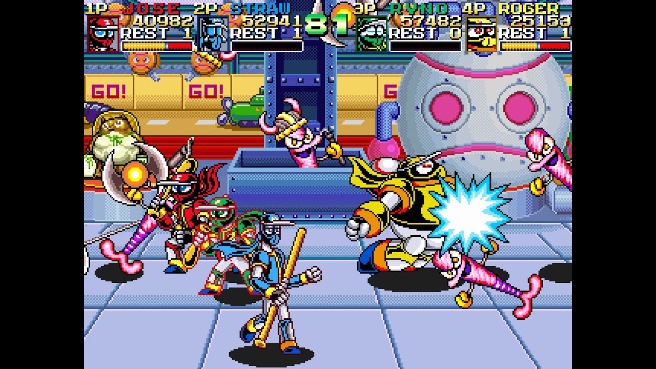Ninja Baseball Bat Man arcade 4 player Netplay 60fps